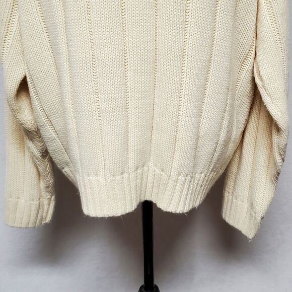 VINTAGE 1970s Brittany Bay Butter Yellow Corded Knit Button Up Cardigan XL - Picture 9 of 11